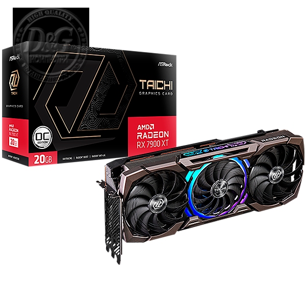 Asrock Video Card AMD Radeon RX7900XT Taichi 20GB OC, GDDR6, 320-bit, 3 x DisplayPort 2.1, 1 x HDMI 2.1, 3 x 8-pin Power Connectors, Recommended PSU 800W