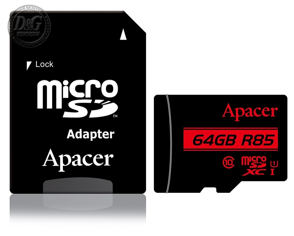 Apacer 64GB microSDXC Class 10 UHS-I (1 adapter)