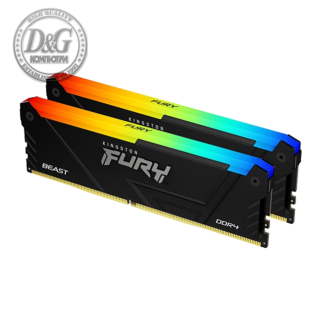 Памет Kingston FURY Beast Black RGB 32GB(2x16GB) DDR4 3600MHz CL18 KF436C18BB2AK2/32