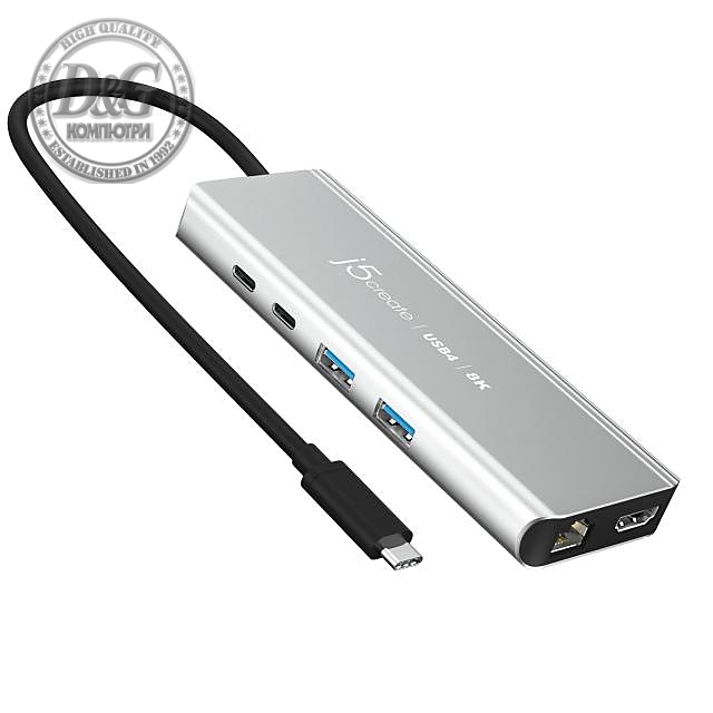 6-портов хъб j5create JCD403 USB4, 8K Multi-port,2.5 Gigabit Ethernet