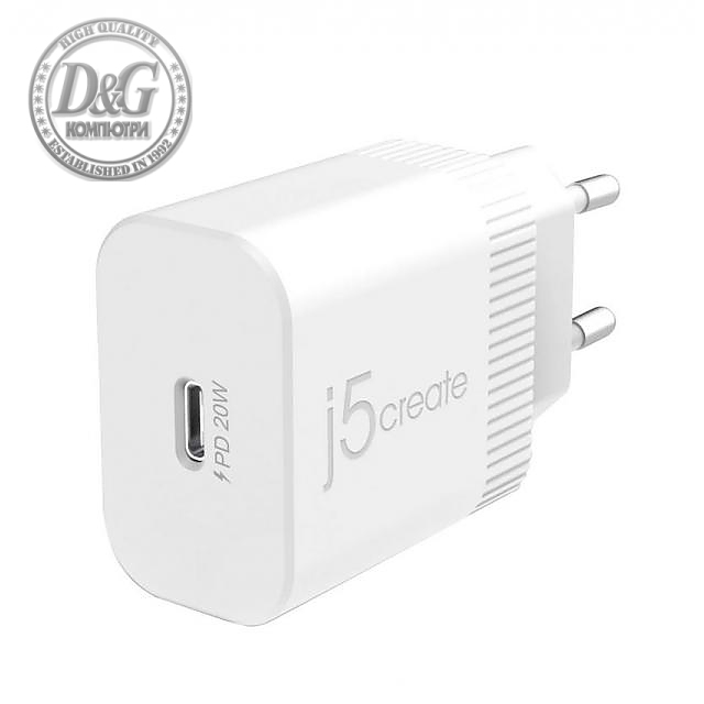 Мрежово зарядно j5create JUP1420, 20W, USB-C