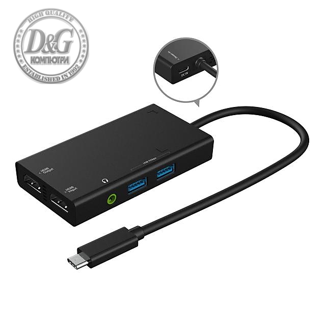 Кепчер j5create JVA01, HDMI - HDMI, USB-C хъб, Черен