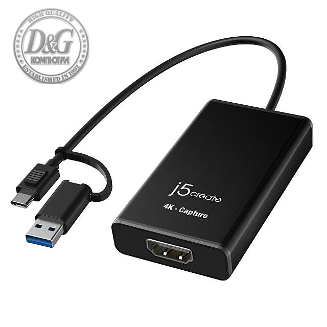 Кепчер j5create JVA11, HDMI - USB-C, 4K, Черен