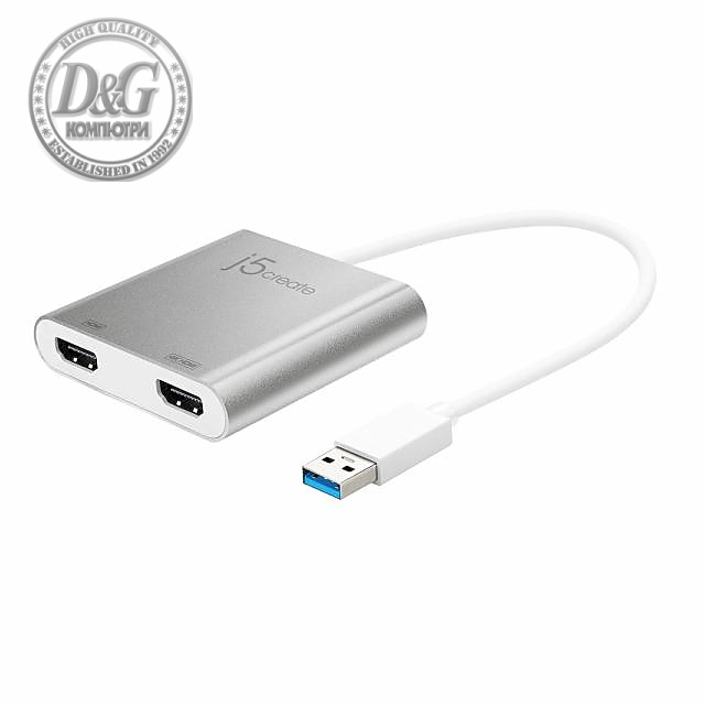 Адаптер j5create JUA365, За 2 монитора, USB-C - HDMI