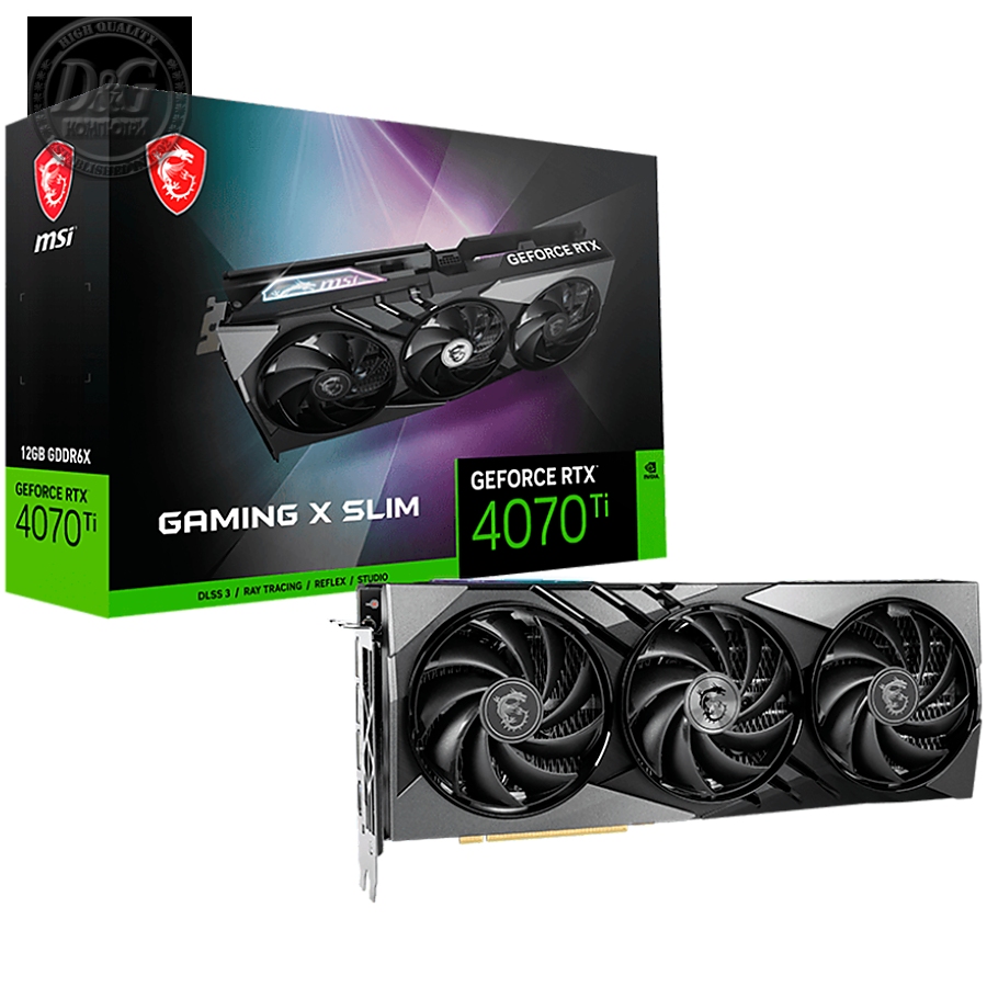 MSI Video Card Nvidia GeForce RTX 4070 Ti GAMING X SLIM 12G (12GB GDDR6X/192bit, PCI Express Gen 4, 3xDP, 1xHDMI, Recommended PSU 700W)