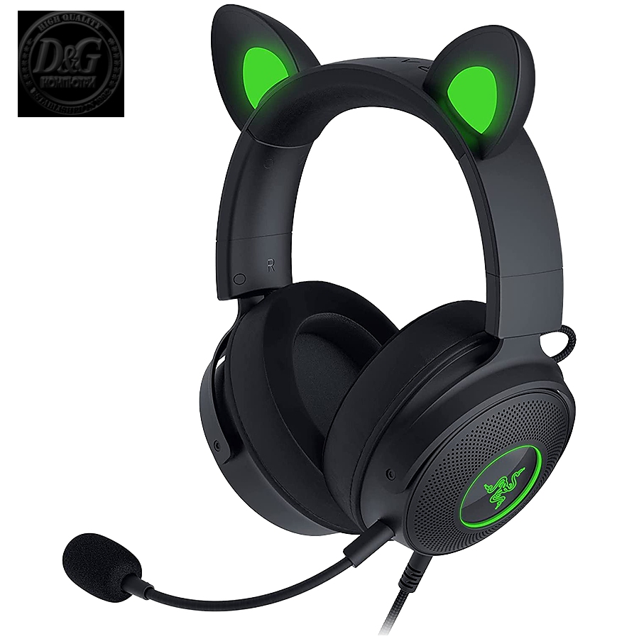 Razer Kraken Kitty V2 Pro, Gaming Wired Headset, Razer Chroma RGB, Stream Reactive Lighting, Docked Mode, 50 mm audio drivers, USB, Passive noise-canceling Microphone, Volume Control