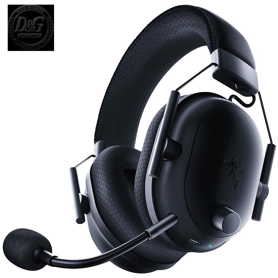 BlackShark V2 Pro (2023) - Black, Wireless Gaming Headset, Razer TriForce Titanium Driver 50 mm, Oval Ear Cushions, Detachable Super Wideband microphone, THX Spatial Audio, Type A Wireless (2.4 GHz), Bluetooth 5.2