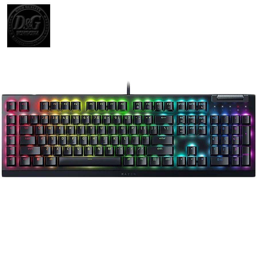 Razer BlackWidow V4 X Mechanical Gaming Keyboard, US Layout, Green Switch, Razer Chroma™ RGB, 6 Macro Keys, Lubricated Stabilizers, Media Roller