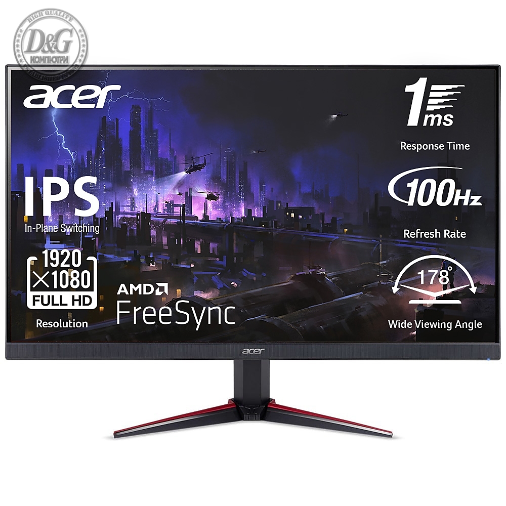 Acer Nitro VG270Ebmiix 27" IPS LED, Anti-Glare, ZeroFrame FreeSync 100Hz 16:9 1ms(VRB),100M:1, 250nits, 1920x1080 FHD, VGA, 2xHDMI, MM Audio in/out, Speakers, Black