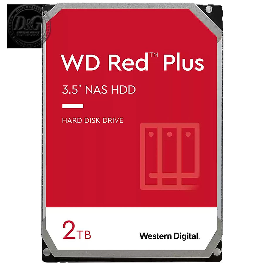 HDD NAS WD Red Plus 2TB CMR, 3.5'', 128MB, 5400 RPM, SATA, TBW: 180