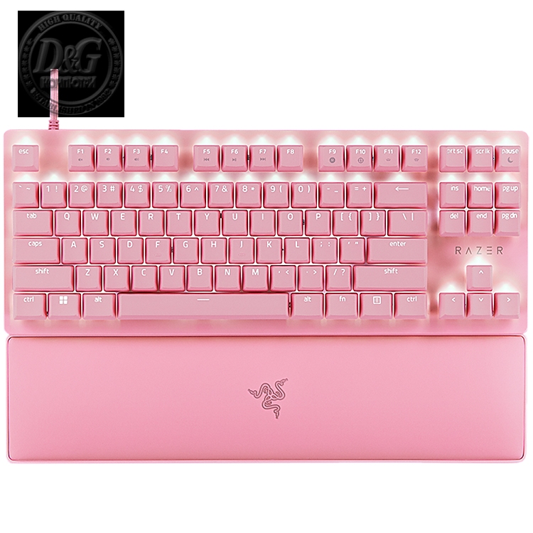 Razer Huntsman V2 Tenkeyless Pink, Optical Gaming Keyboard (Linear Optical Switches Gen-2), US Layout, Doubleshot PBT Keycaps, Sound Dampening Foam, Razer Chroma™ RGB, Up to 8000Hz polling rate, Aluminum matte top plate