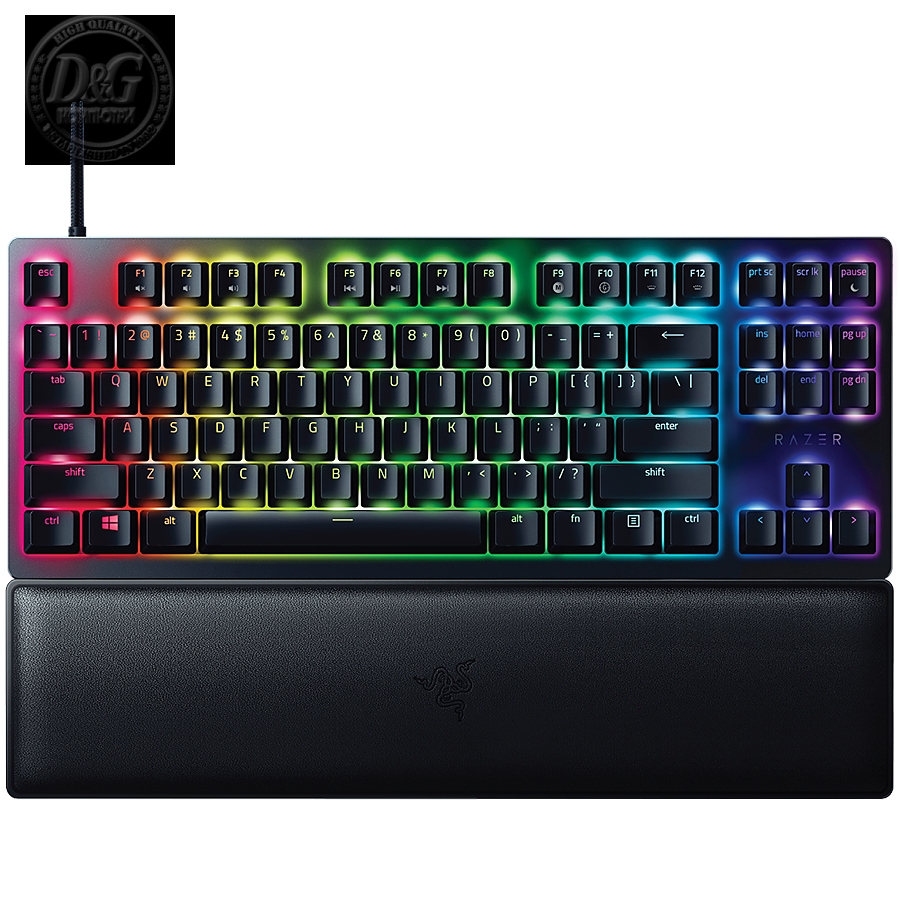 Razer Huntsman V2 Tenkeyless, Optical Gaming Keyboard (Clicky Optical Switch), US Layout, Doubleshot PBT Keycaps, Sound Dampening Foam, Razer Chroma™ RGB, Up to 8000Hz polling rate, Aluminum matte top plate