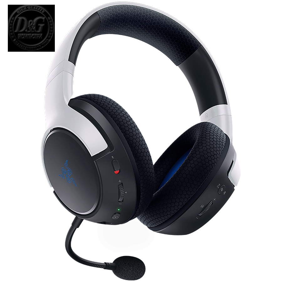 Razer Kaira HyperSpeed for Playstation, HyperSpeed Wireless PlayStation 5 Headset,, TriForce Titanium 50mm Drivers, HyperClear Cardioid Mic, FlowKnit memory foam ear cushions, Type-C dongle/Bluetooth, On-earcup audio controls