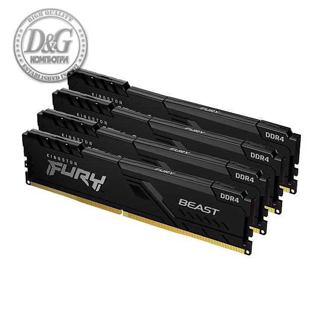 Памет Kingston FURY Beast 128GB(4x32GB) DDR4 3600MHz CL18 KF436C18BBK4/128