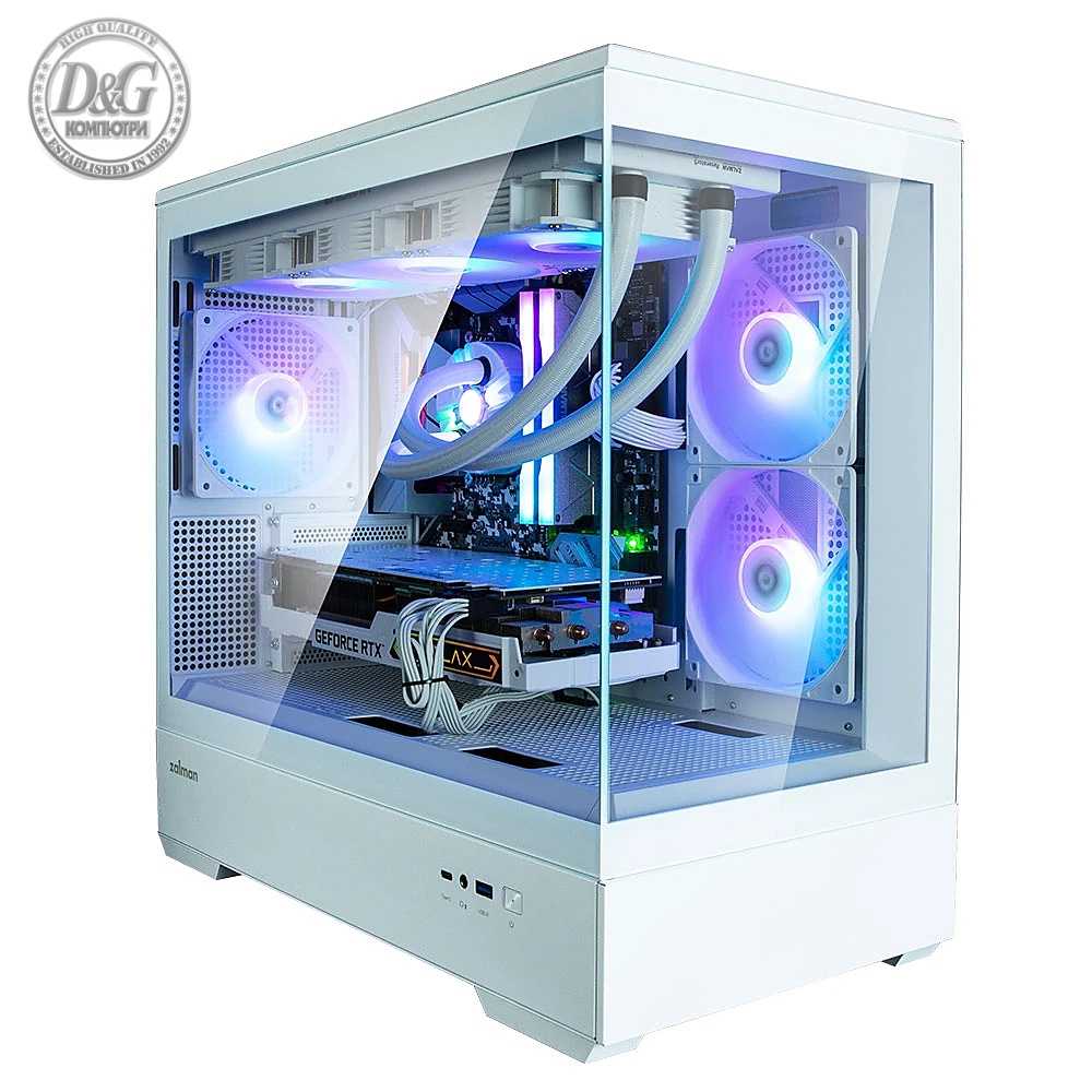 Zalman кутия Case mATX - P30 White - aRGB, Tempered Glass