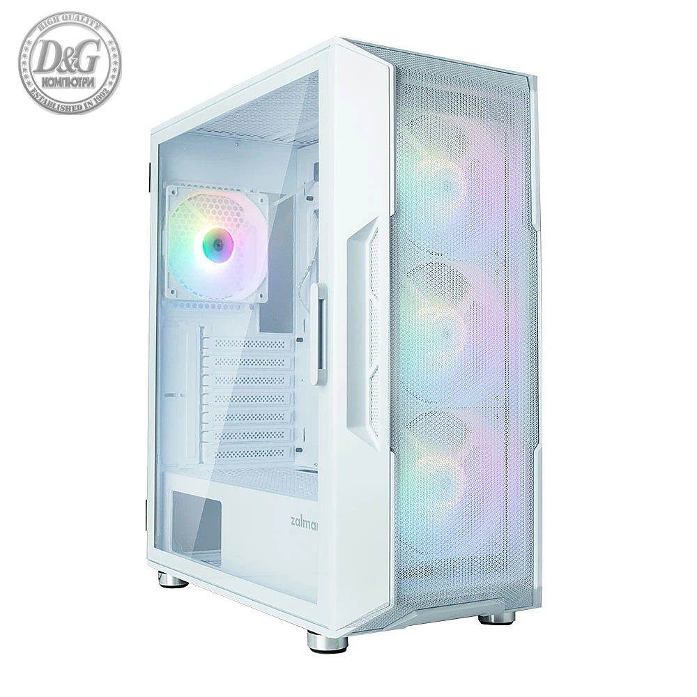 Zalman кутия Case ATX - I3 NEO White - RGB, Mesh