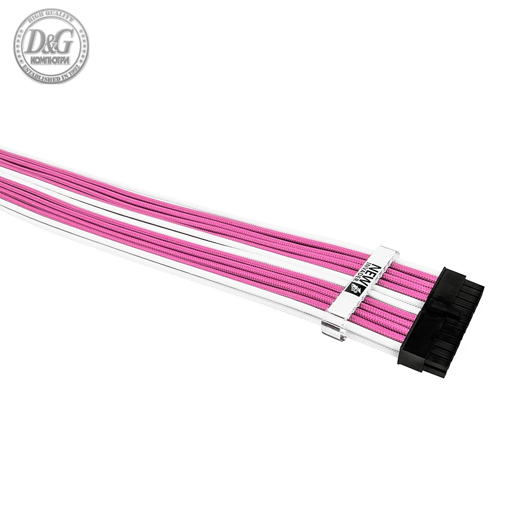 1stPlayer комплект удължителни кабели Custom Modding Cable Kit Pink/White - ATX24P, EPS, PCI-e - PKW-001