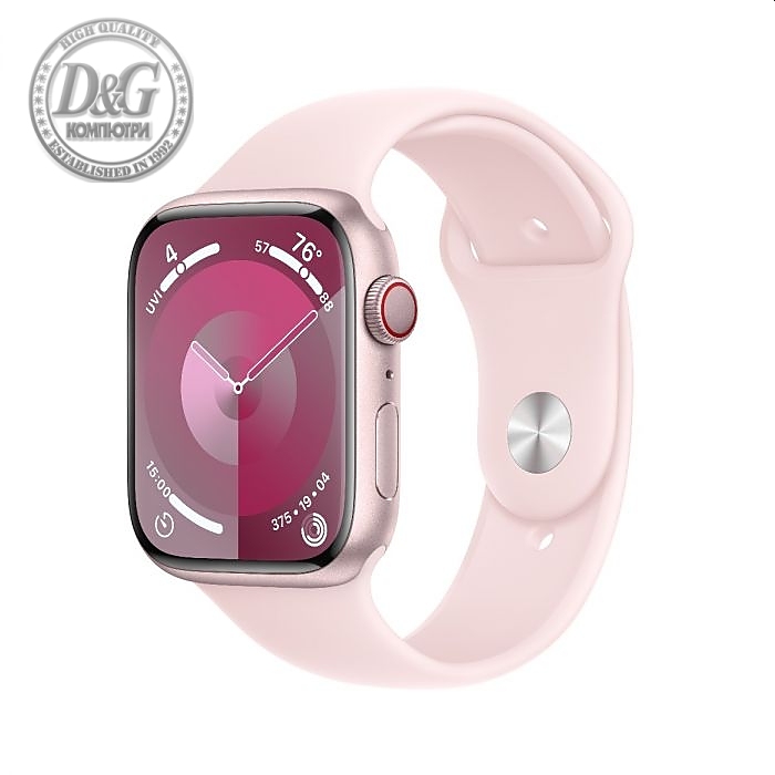 Apple Watch Series 9 GPS + Cellular 45mm Pink Aluminium Case with Light Pink Sport Band - S/M