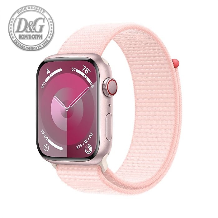 Apple Watch Series 9 GPS + Cellular 45mm Pink Aluminium Case with Light Pink Sport Loop