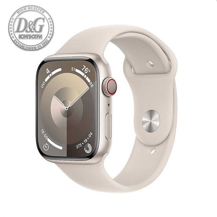 Apple Watch Series 9 GPS + Cellular 45mm Starlight Aluminium Case with Starlight Sport Band - M/L