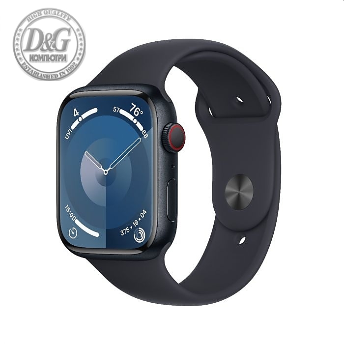 Apple Watch Series 9 GPS + Cellular 45mm Midnight Aluminium Case with Midnight Sport Band - M/L