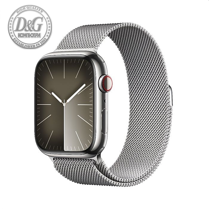 Apple Watch Series 9 GPS + Cellular 45mm Silver Stainless Steel Case with Silver Milanese Loop