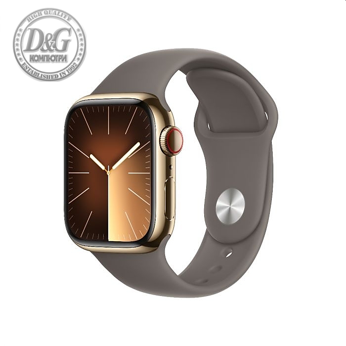 Apple Watch Series 9 GPS + Cellular 45mm Gold Stainless Steel Case with Clay Sport Band - S/M