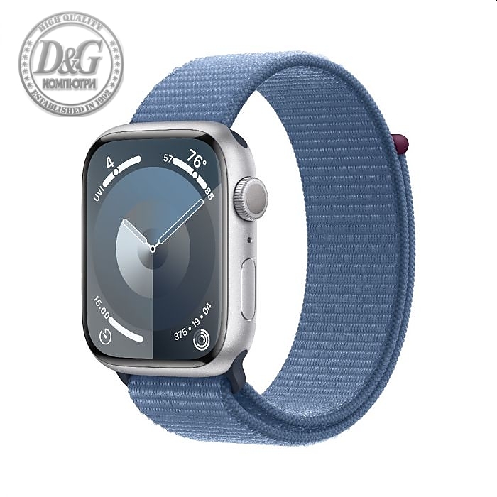 Apple Watch Series 9 GPS 45mm Silver Aluminium Case with Winter Blue Sport Loop