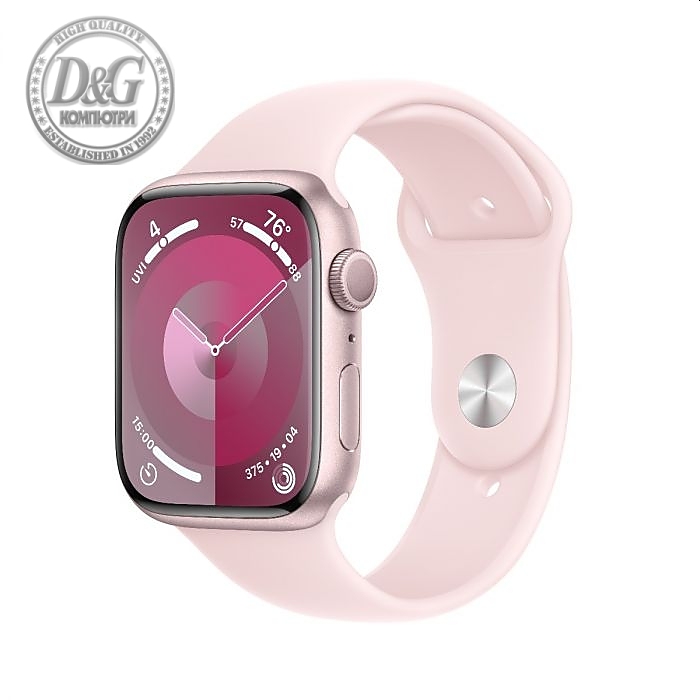 Apple Watch Series 9 GPS 45mm Pink Aluminium Case with Light Pink Sport Band - M/L