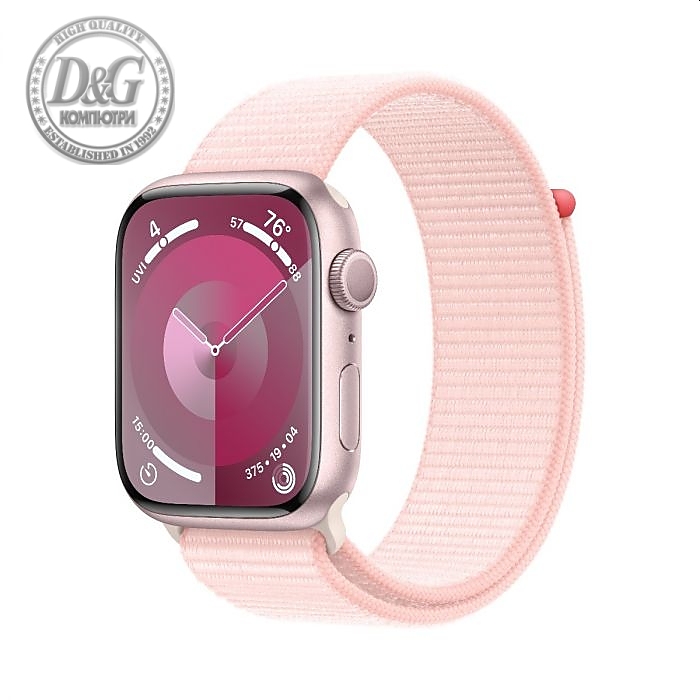 Apple Watch Series 9 GPS 45mm Pink Aluminium Case with Light Pink Sport Loop