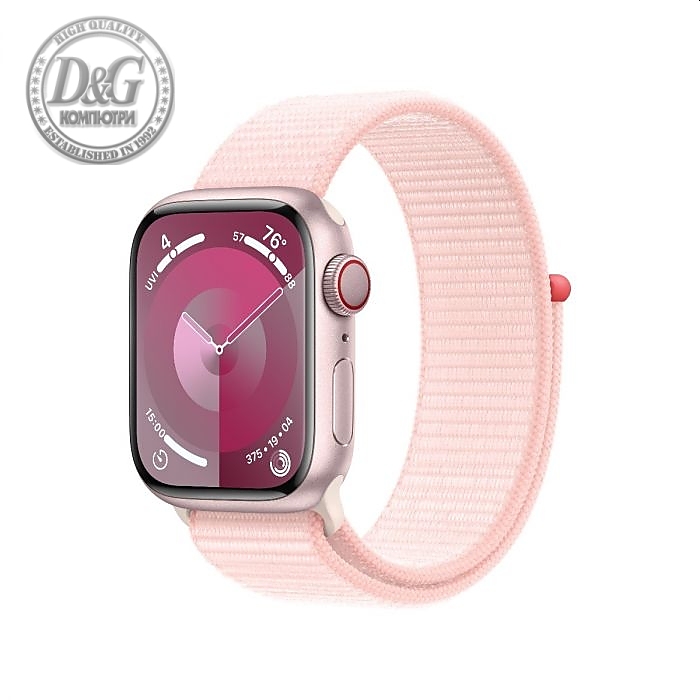 Apple Watch Series 9 GPS + Cellular 41mm Pink Aluminium Case with Light Pink Sport Loop