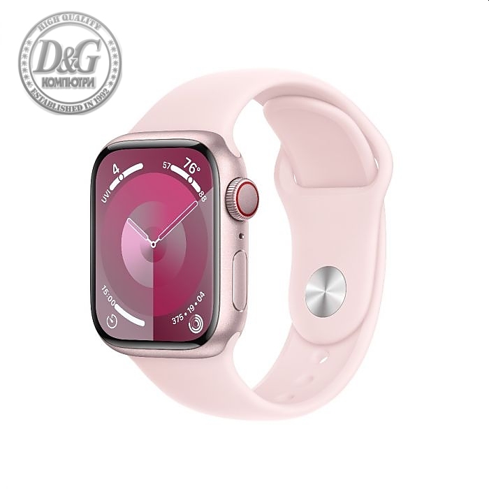 Apple Watch Series 9 GPS + Cellular 41mm Pink Aluminium Case with Light Pink Sport Band - S/M