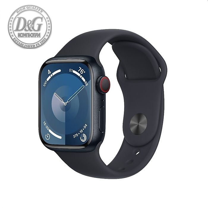 Apple Watch Series 9 GPS + Cellular 41mm Midnight Aluminium Case with Midnight Sport Band - S/M