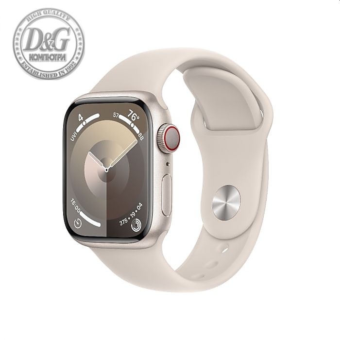 Apple Watch Series 9 GPS + Cellular 41mm Starlight Aluminium Case with Starlight Sport Band - M/L