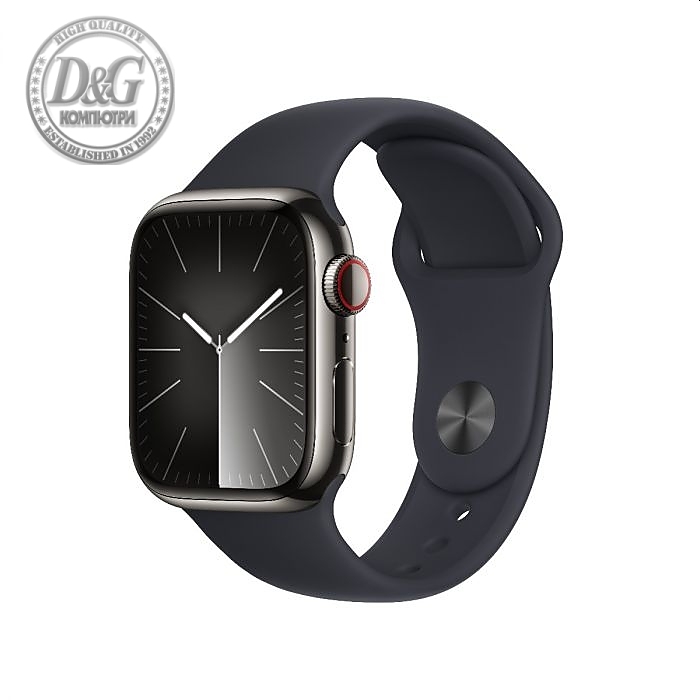 Apple Watch Series 9 GPS + Cellular 41mm Graphite Stainless Steel Case with Midnight Sport Band - S/M