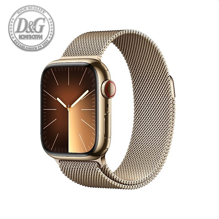 Apple Watch Series 9 GPS + Cellular 41mm Gold Stainless Steel Case with Gold Milanese Loop