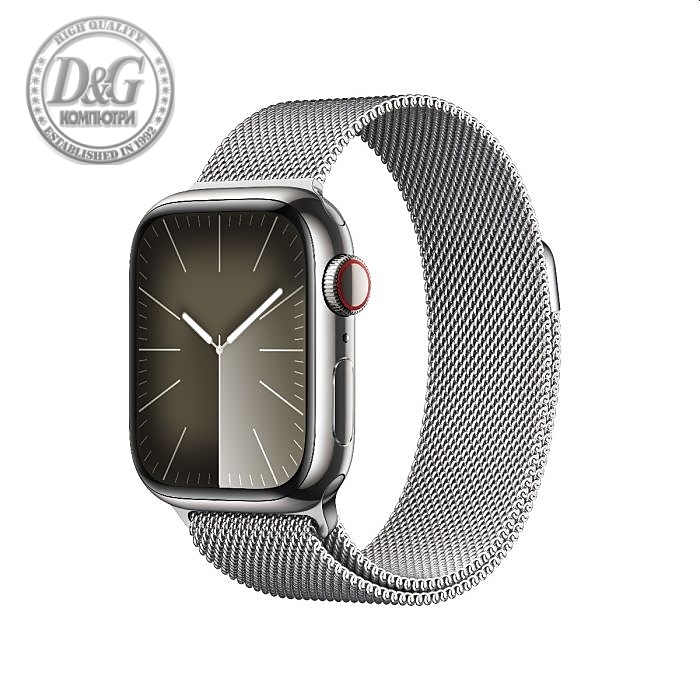 Apple Watch Series 9 GPS + Cellular 41mm Silver Stainless Steel Case with Silver Milanese Loop