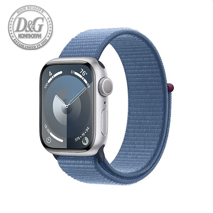 Apple Watch Series 9 GPS 41mm Silver Aluminium Case with Winter Blue Sport Loop