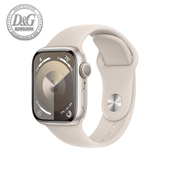 Apple Watch Series 9 GPS 41mm Starlight Aluminium Case with Starlight Sport Band - M/L