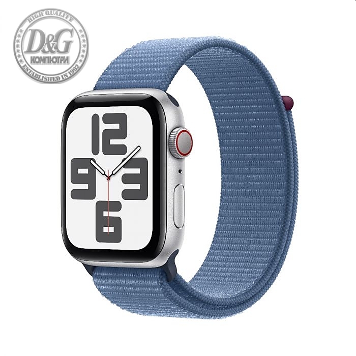 Apple Watch SE2 v2 Cellular 44mm Silver Alu Case w Winter Blue Sport Loop