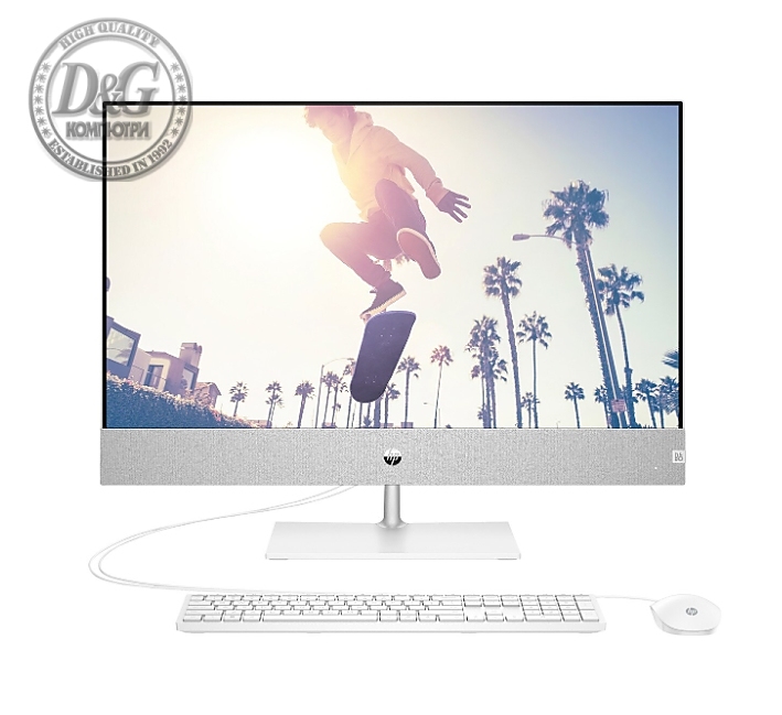 HP Pavilion All-in-One 27-ca2000nu Snowflake White, Core i7-13700T(up to 4.9GHz/30MB/16C), 27" FHD BV IPS Touch + 5MP Camera, 16GB 3200Mhz 2DIMM, 1TB PCIe SSD, WiFi ac 2x2 +BT 5, HP Keyboard & HP Mouse, Free DOS. 2Y Warranty