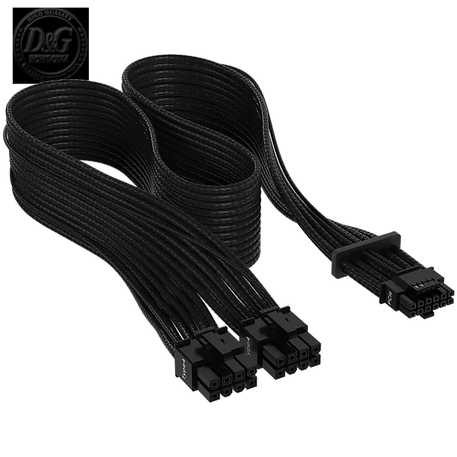 Corsair Premium Individually Sleeved 12+4pin PCIe Gen 5 12VHPWR 600W cable, Type 4, BLACK, EAN:0840006694519