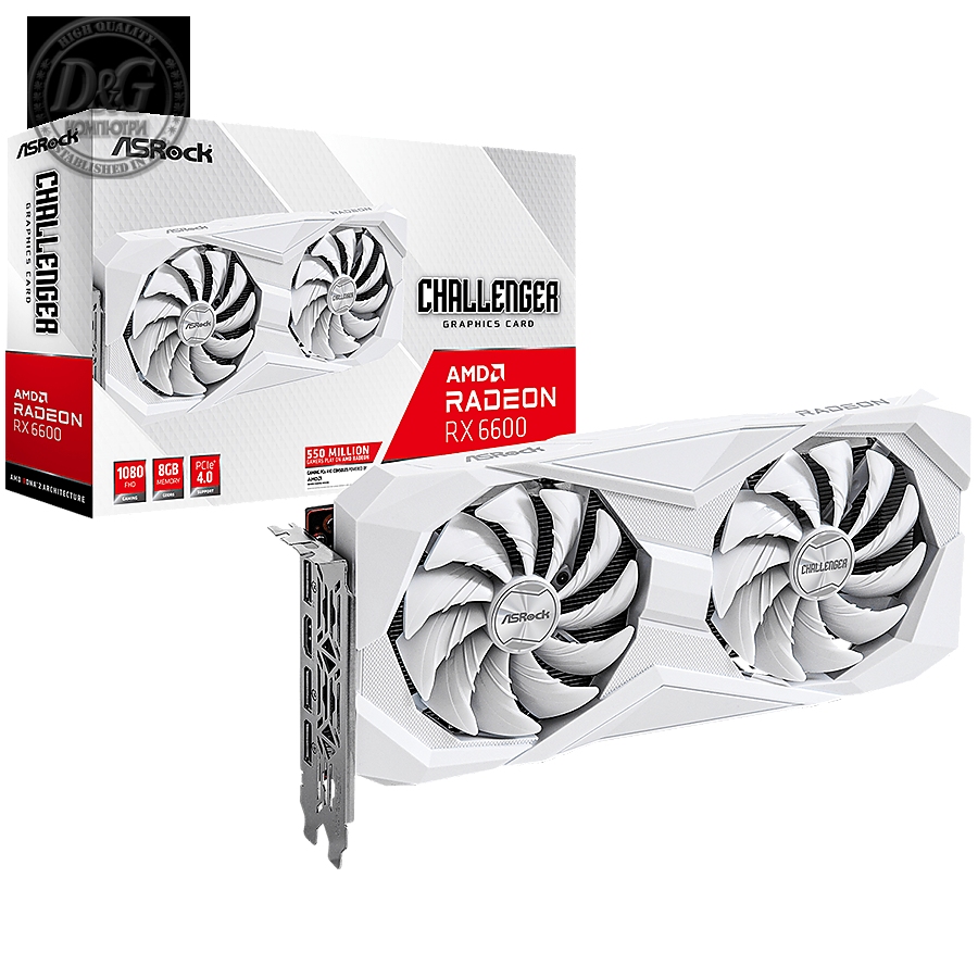 ASROCK Video Card AMD Radeon RX6600XT Challenger White 8GB, GDDR6 128 bit, 1xHDMI, 3xDP 1.4, power 1x8 pin, recomended PSU 500W, 90-GA4UZZ-00UANF