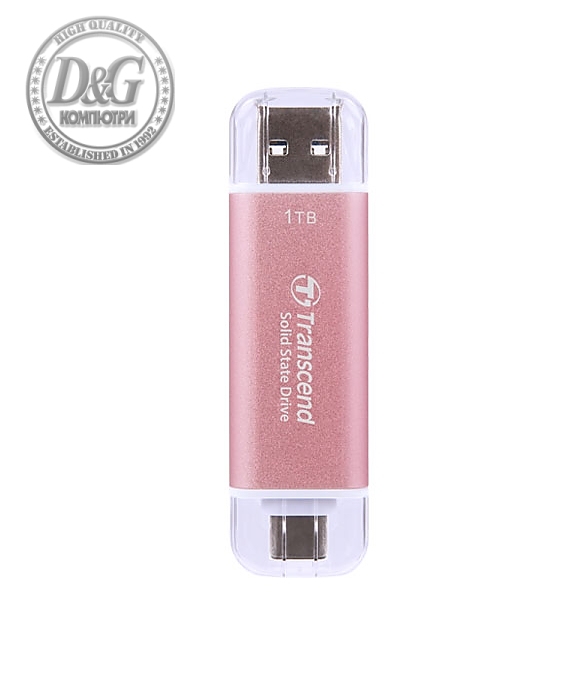 Transcend 1TB, USB External SSD, ESD310P, USB 10Gbps, Type C/A, Pink