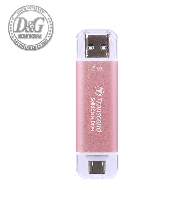 Transcend 2TB, USB External SSD, ESD310P, USB 10Gbps, Type C/ A, Pink