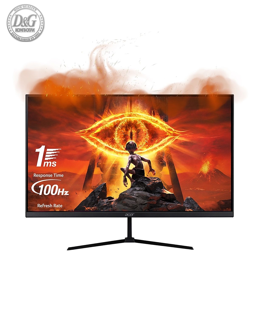 Acer Nitro QG240YH3bix, 23.8" VA, Anti-Glare, ZeroFrame, FreeSync, 1ms(VRB), 100M:1, 250nits, FHD (1920x1080), sRGB95%, VGA, HDMI,Audio out, Acer VisionCare, Tilt, Black