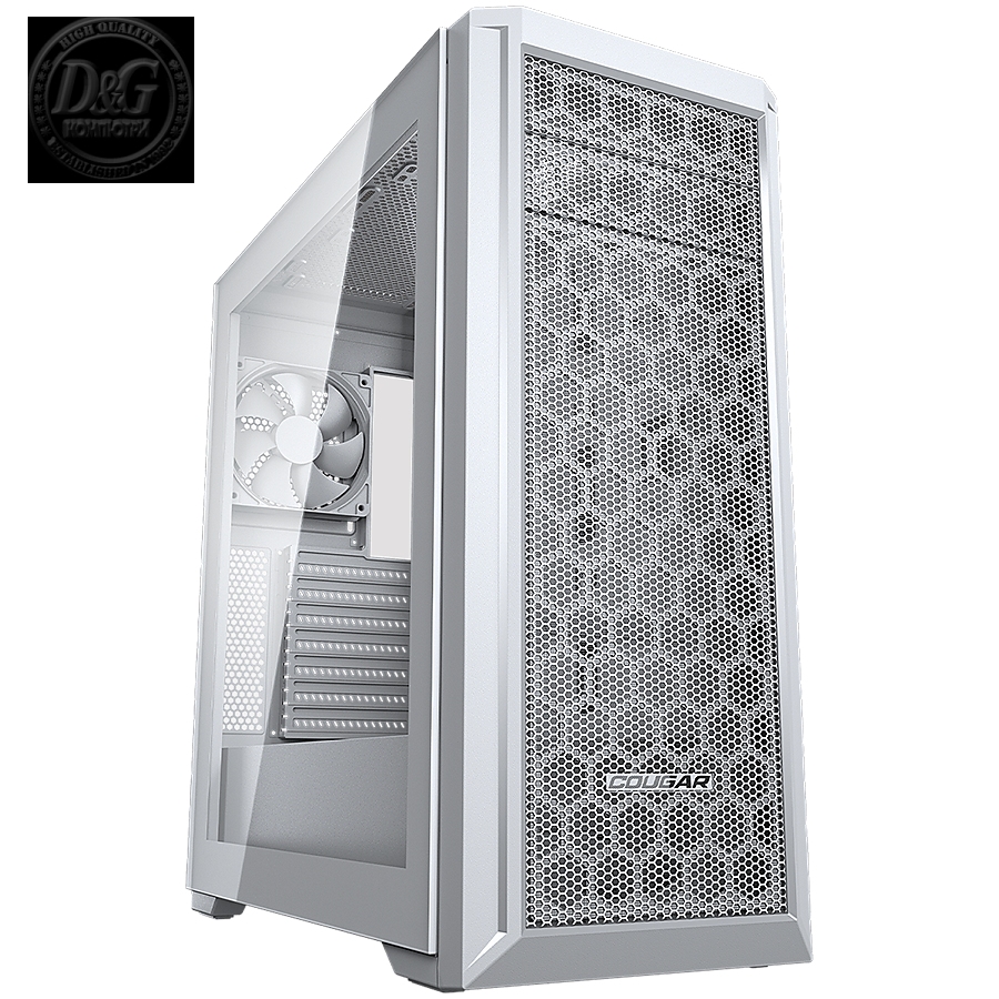 COUGAR MX330-G Pro White, Mid Tower, MiniITX/MicroATX/ATX, USB 3.0 x 2, USB 2.0 x 2, Mic x 1 / Audio x 1, RGB button, 3x 120mm ARGB fans pre-installed, Tempered glass, 195 x 473 x 427 (mm)