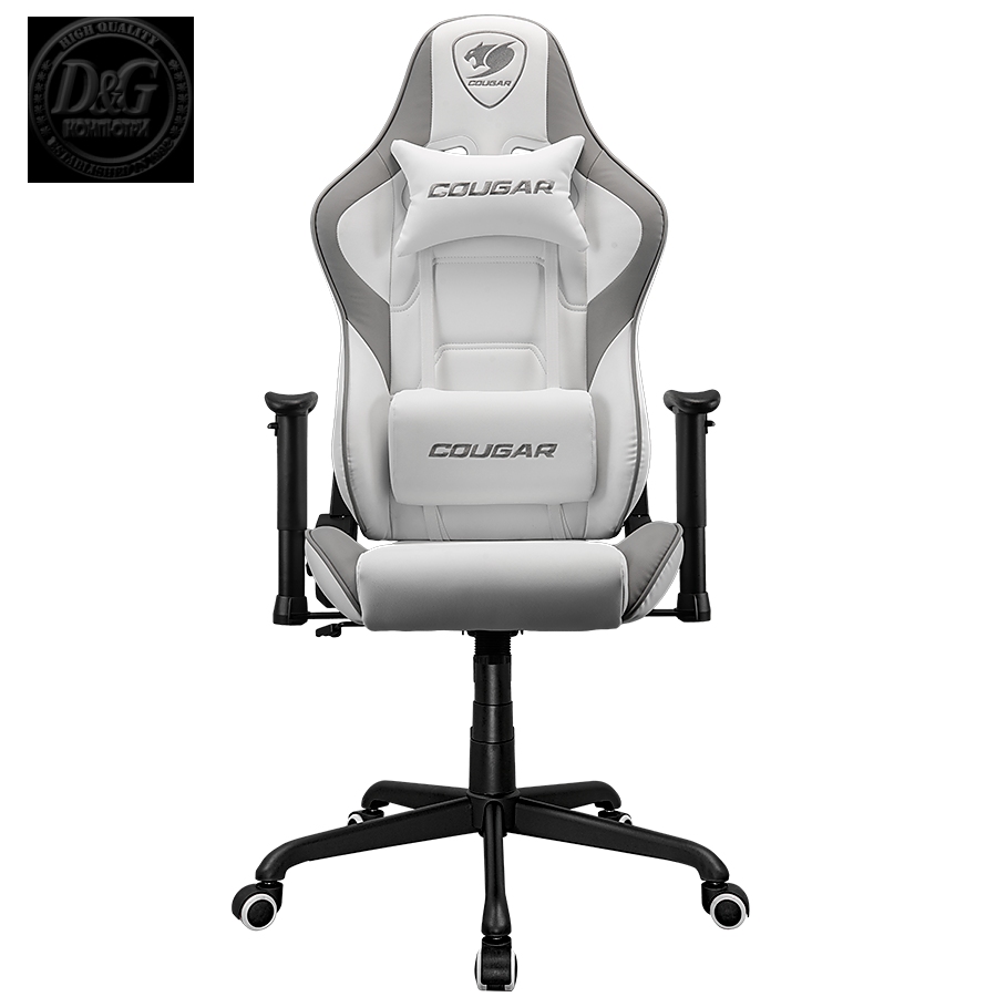 COUGAR Armor Elite White Gaming Chair, Adjustable Design, Breathable PVC Leather, Class 4 Gas Lift Cylinder, Full Steel Frame, 2D Adjustable Arm Rest, 160Вє Reclining, Adjustable Tilting Resistance