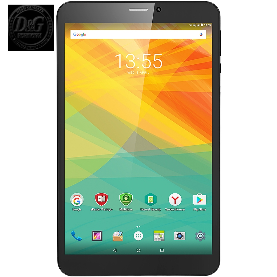 Prestigio Wize 3418 4G, 8''(800*1280)IPS display, Single SIM, Android 6.0, up to 1.1GHz 64-bit quad core, 1GB DDR, 8GB Flash, 0.3MP Front + 2.0MP rear camera, 4200mAh battery, color/Black