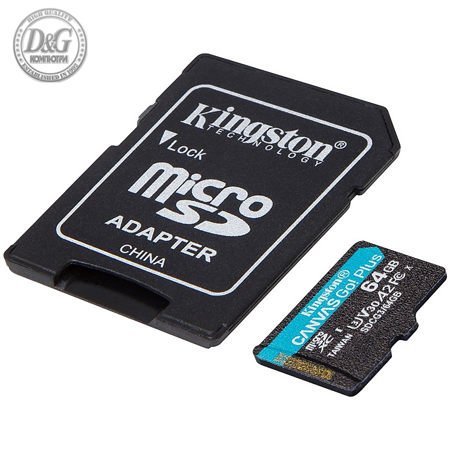 Kingston 64GB microSDXC Canvas Go Plus 170R A2 U3 V30 Card + ADP, EAN: 740617301045